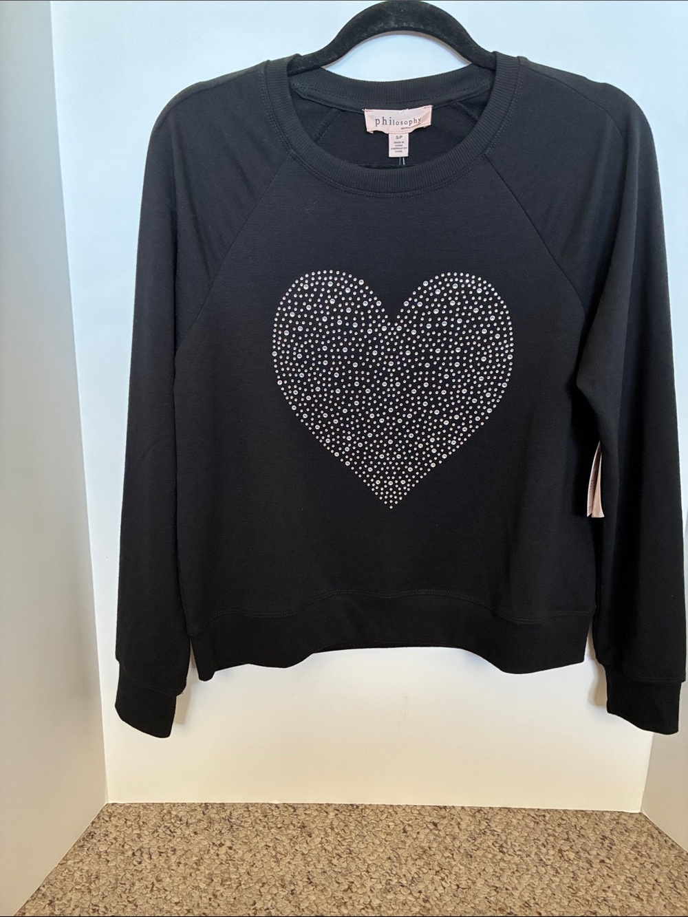 philosophy Black Heart Rhinestone top small petite